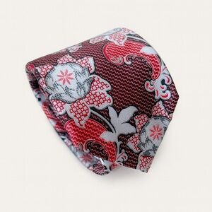 Principle Made in Italy Burgundy Floral 100% Silk Tie